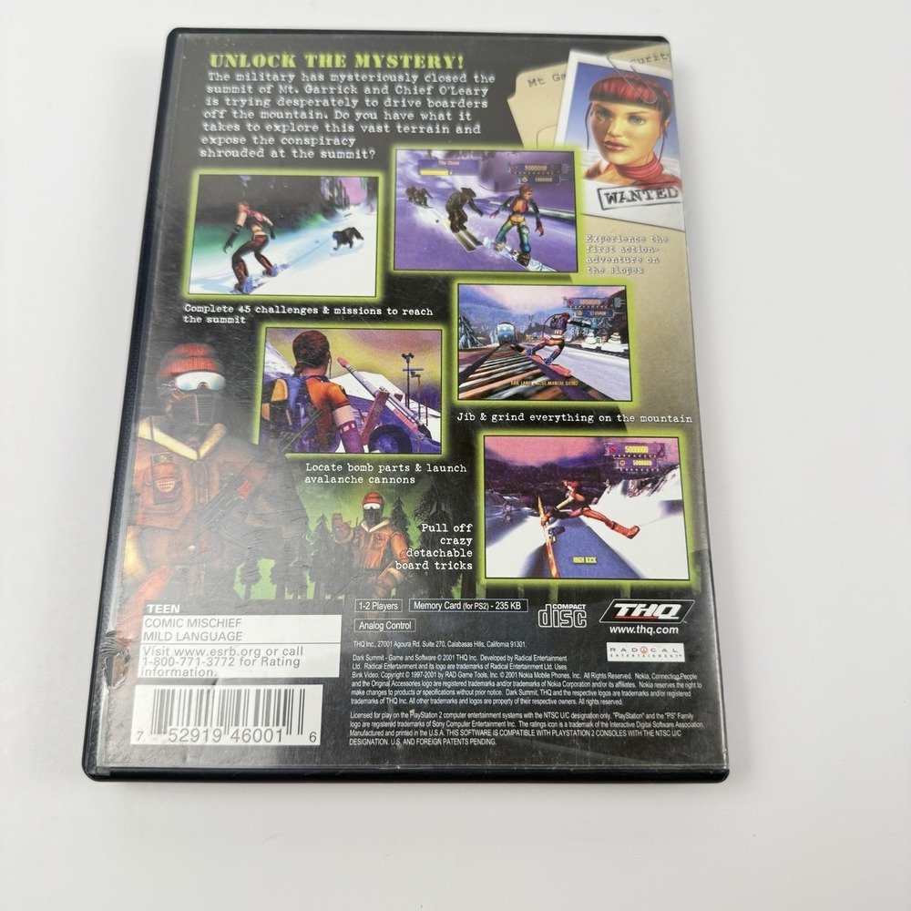 Dark Summit (Sony PlayStation 2 PS2) Complete w/ Manual CIB Tested Working‎ - Picture 4 of 4
